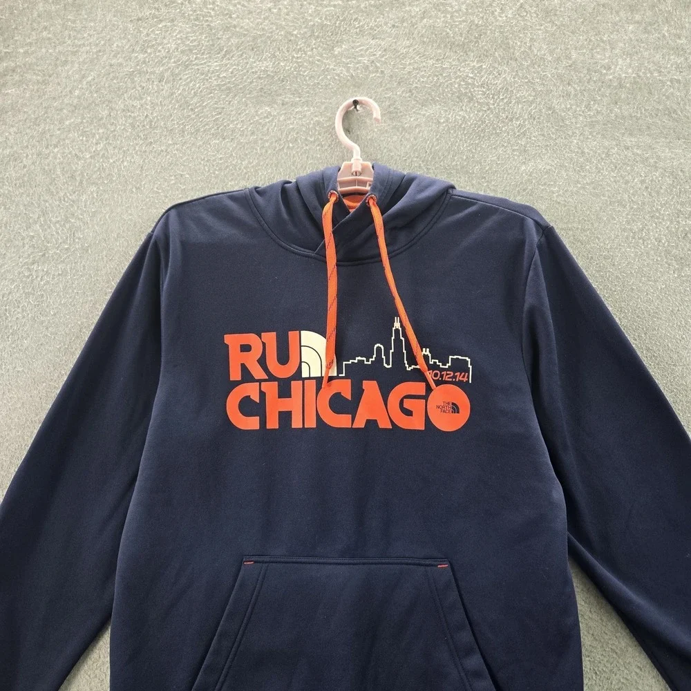 The North Face Men Hoodie M‎ Navy Graphic Print Fleece Run Chicago Activewear